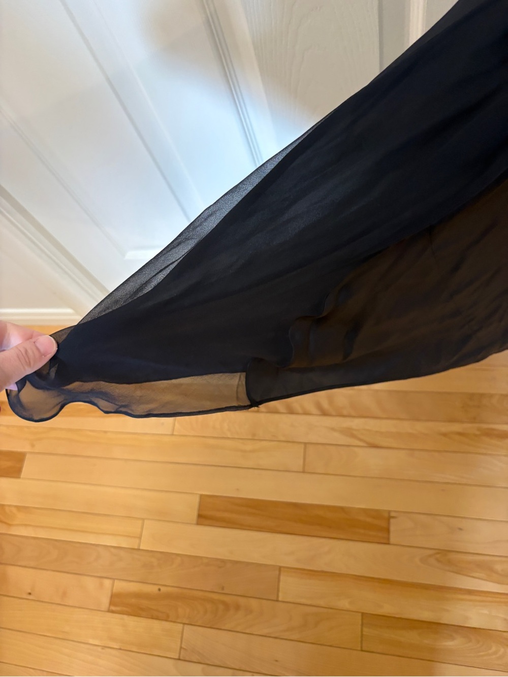 Vintage Y2K Black 100% Silk Slip Dress Sheer Maxi Goth Fairycore Dress L - Picture 11 of 15